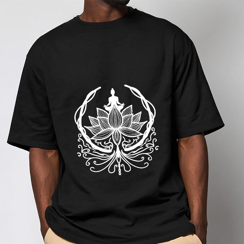 T-shirt Bouddha assis dans une fleur de lotus Buddha Stones en méditation - image 7