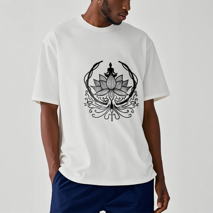 T-shirt Bouddha assis dans une fleur de lotus Buddha Stones en méditation - image 1