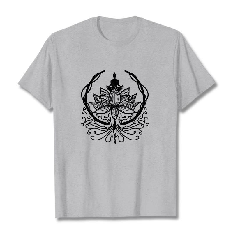 T-shirt Bouddha assis dans une fleur de lotus Buddha Stones en méditation - Gris clair - 2XL - image 19