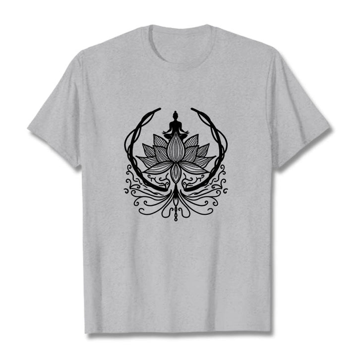T-shirt Bouddha assis dans une fleur de lotus Buddha Stones en méditation - Gris clair - 2XL - image 19