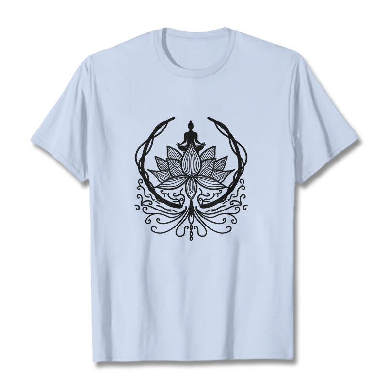 T-shirt Bouddha assis dans une fleur de lotus Buddha Stones en méditation - Cyan clair - 2XL - image 19