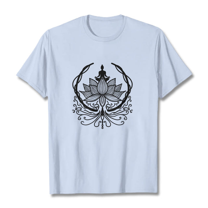T-shirt Bouddha assis dans une fleur de lotus Buddha Stones en méditation - Cyan clair - 2XL - image 19