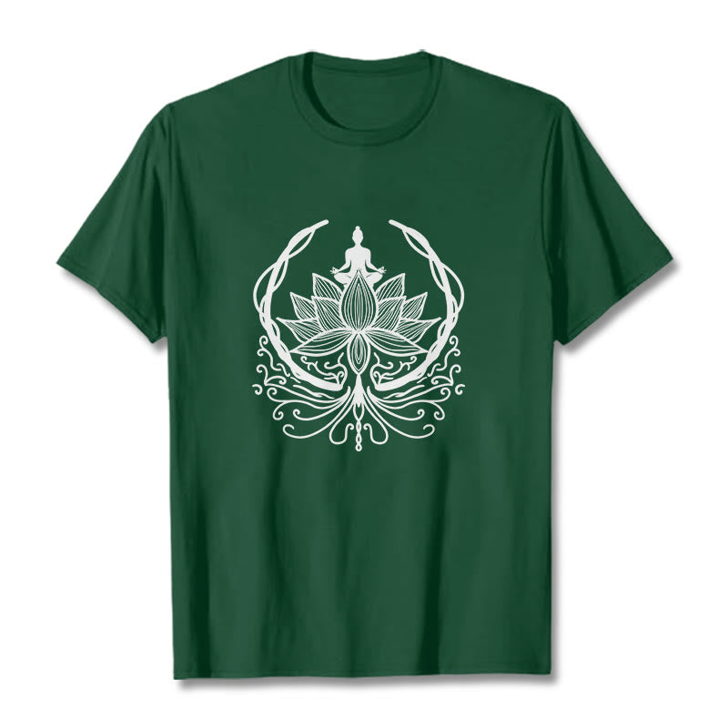 T-shirt Bouddha assis dans une fleur de lotus Buddha Stones en méditation - Vert forêt - 2XL - image 4