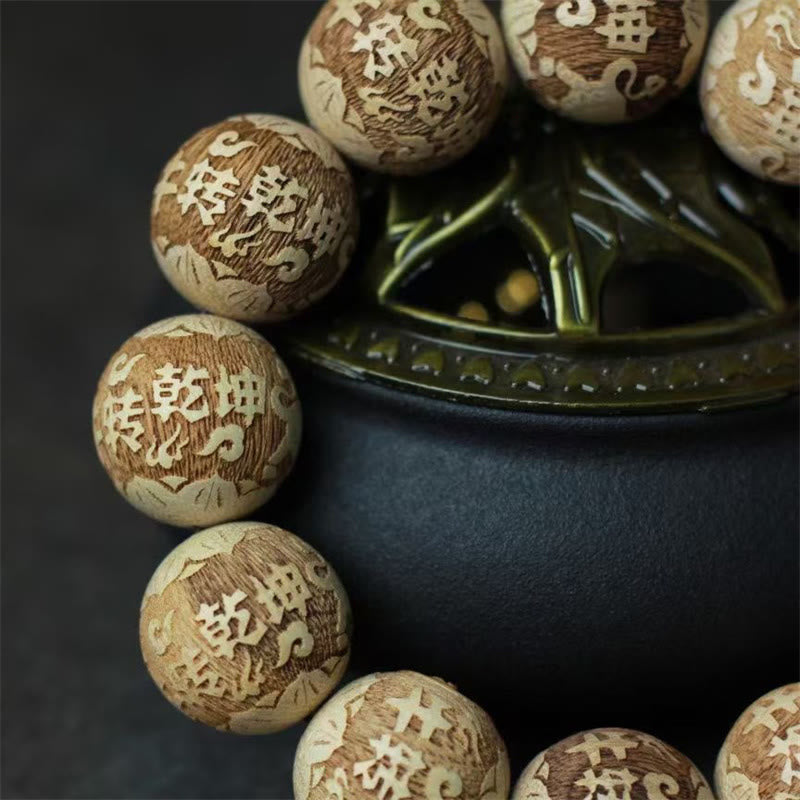 Bracelet Buddha Stones Bois de Camphre Yin Yang Ox Clarté Gravé - image 8