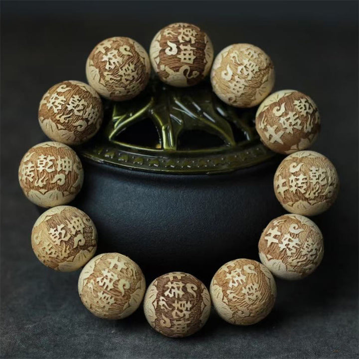 Bracelet Buddha Stones Bois de Camphre Yin Yang Ox Clarté Gravé - image 5