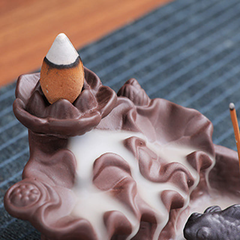 Porte-encens en céramique, Buddha Stones , poisson koï, bœuf, argile violette, brûleur d'encens de guérison, décoration - image 13