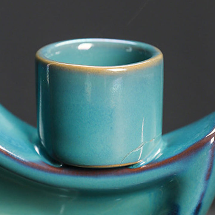 Fontaine à fumée à reflux en céramique avec croissant de lune bleu et Buddha Stones, chandelier de méditation, brûleur d'encens décoratif - image 11