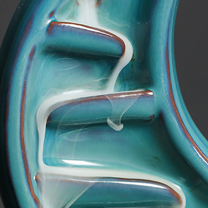 Fontaine à fumée à reflux en céramique avec croissant de lune bleu et Buddha Stones, chandelier de méditation, brûleur d'encens décoratif - image 12