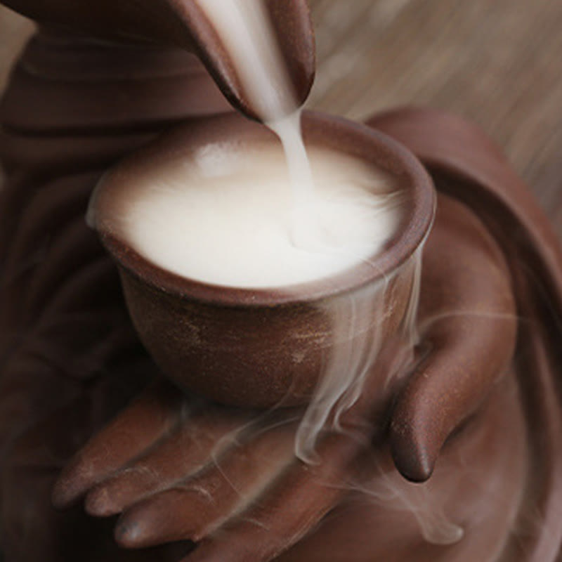 Buddha Stones Bouddha Main Tenant Théière Tasse Céramique Fontaine de Fumée à Refoulement Brûleur d'Encens de Guérison Décoration - image 17