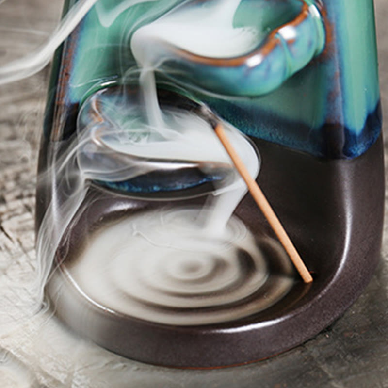 Fontaine à fumée à reflux en céramique représentant un couple amoureux en Buddha Stones , décoration pour la guérison et l'encens - image 10