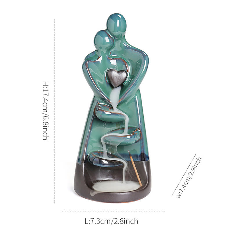 Fontaine à fumée à reflux en céramique représentant un couple amoureux en Buddha Stones , décoration pour la guérison et l'encens - image 11