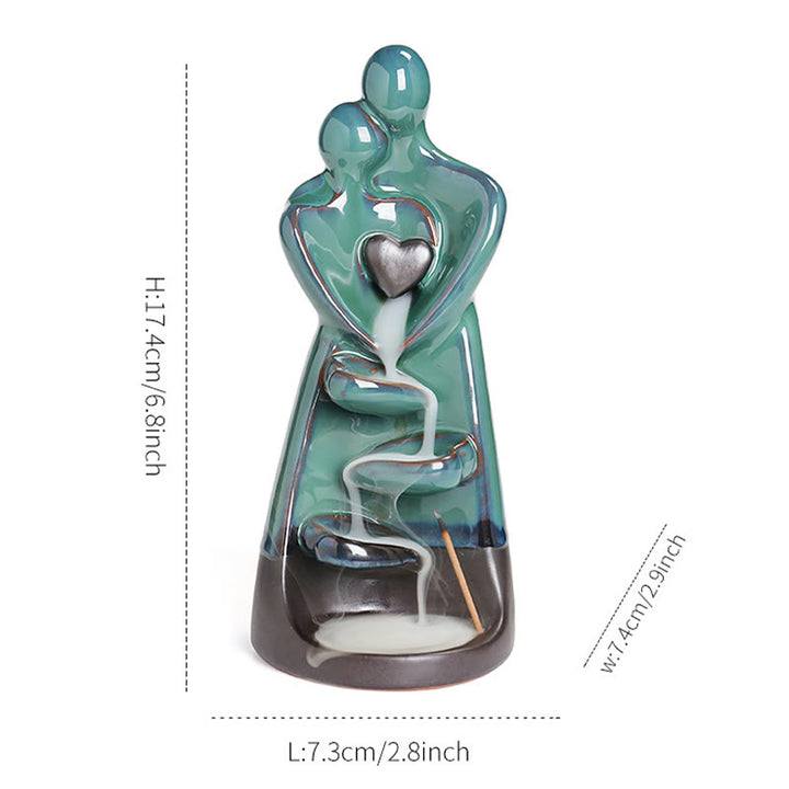 Fontaine à fumée à reflux en céramique représentant un couple amoureux en Buddha Stones , décoration pour la guérison et l'encens - image 11
