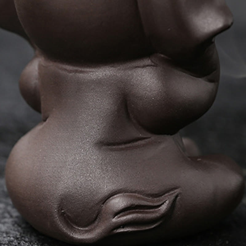 Buddha Stones Éléphant mignon Fontaine de fumée à reflux en argile violette Brûleur d'encens de guérison de la paix Décoration - image 24