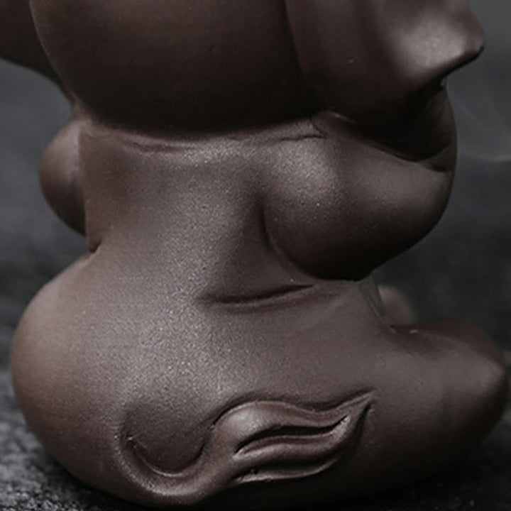 Buddha Stones Éléphant mignon Fontaine de fumée à reflux en argile violette Brûleur d'encens de guérison de la paix Décoration - image 24