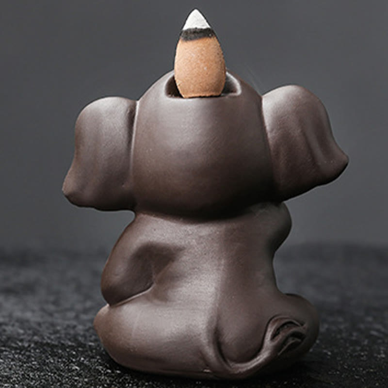 Buddha Stones Éléphant mignon Fontaine de fumée à reflux en argile violette Brûleur d'encens de guérison de la paix Décoration - image 8