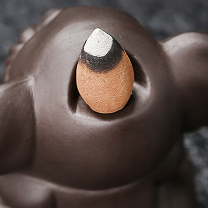 Buddha Stones Éléphant mignon Fontaine de fumée à reflux en argile violette Brûleur d'encens de guérison de la paix Décoration - image 25