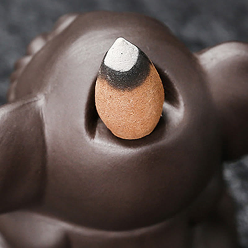 Buddha Stones Éléphant mignon Fontaine de fumée à reflux en argile violette Brûleur d'encens de guérison de la paix Décoration - image 33