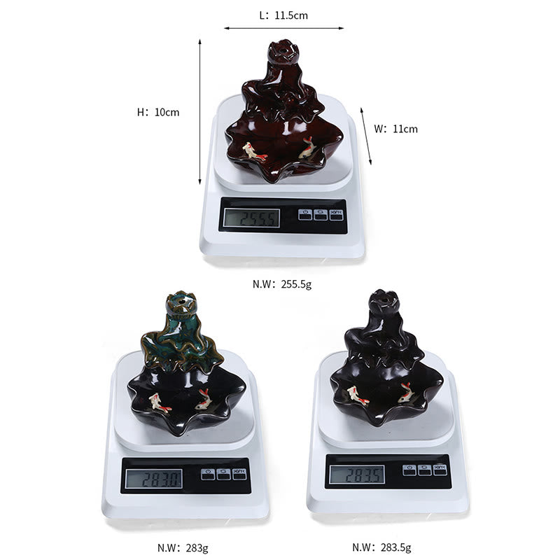Fontaine à fumée à refoulement en céramique, Buddha Stones, feuille de lotus, poisson koï, brûleur d'encens de paix, décoration - image 19