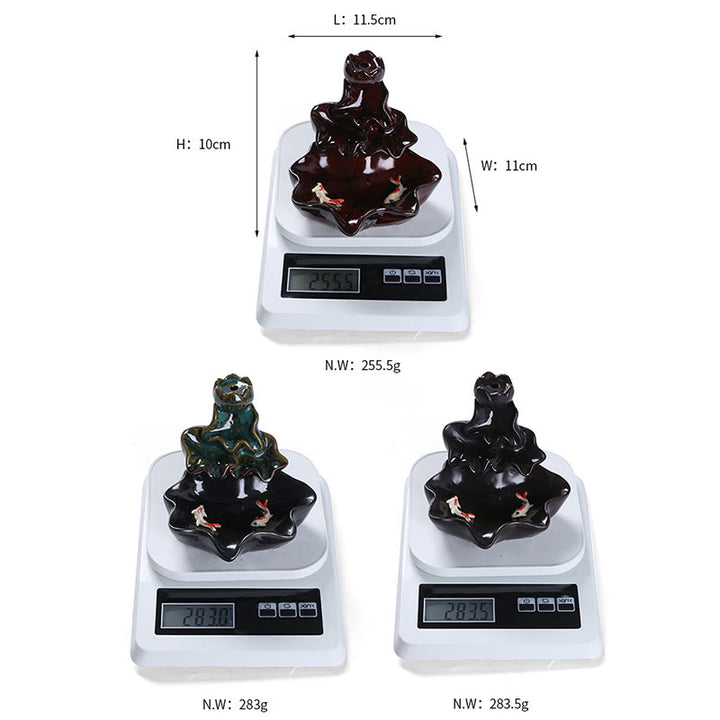 Fontaine à fumée à refoulement en céramique, Buddha Stones, feuille de lotus, poisson koï, brûleur d'encens de paix, décoration - image 19
