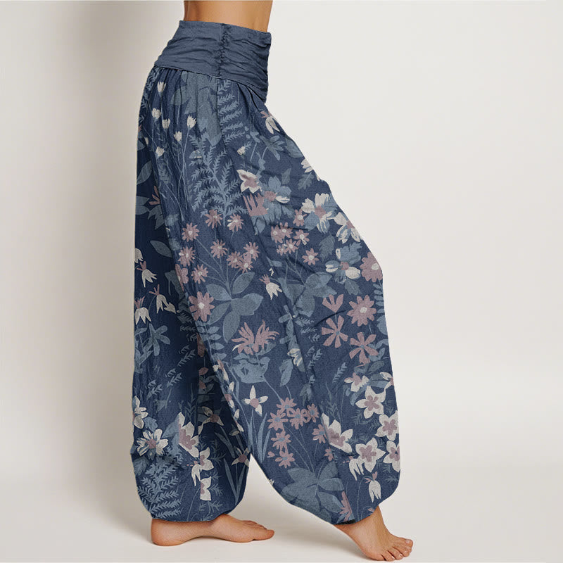 Pantalon harem à taille élastique pour femme, en coton décontracté avec motif de marguerites et de feuilles, orné de Buddha Stones - image 8