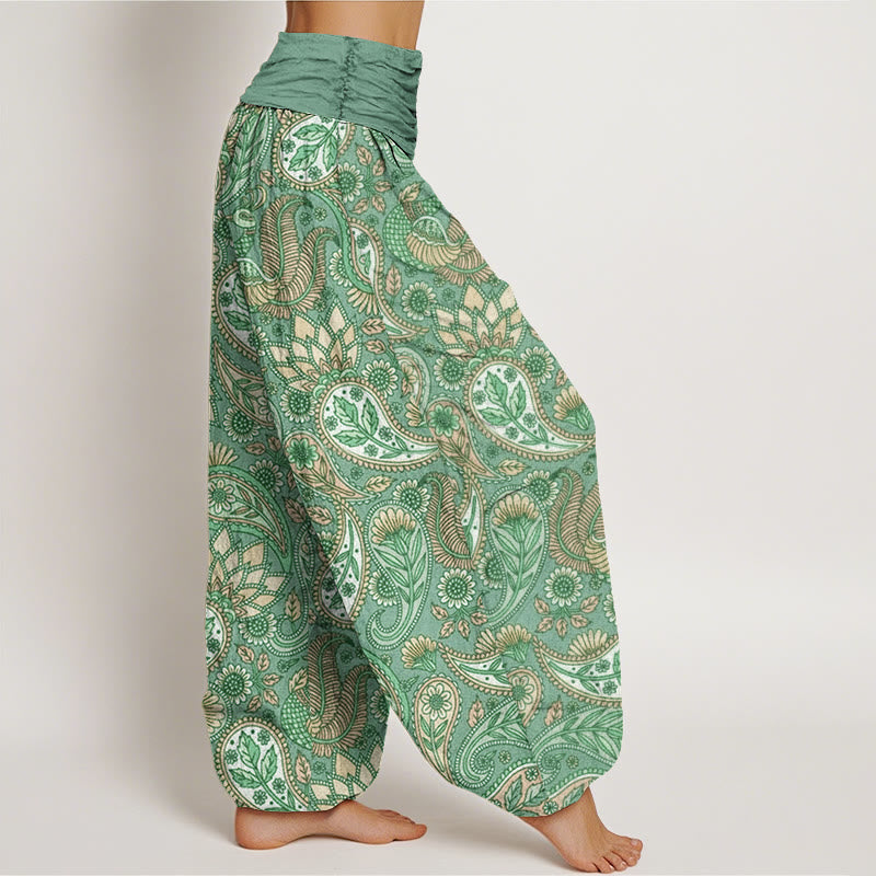 Pantalon Buddha Stones à taille élastique pour femme avec motif de fleurs de cajou, de paon et de tournesol - image 6