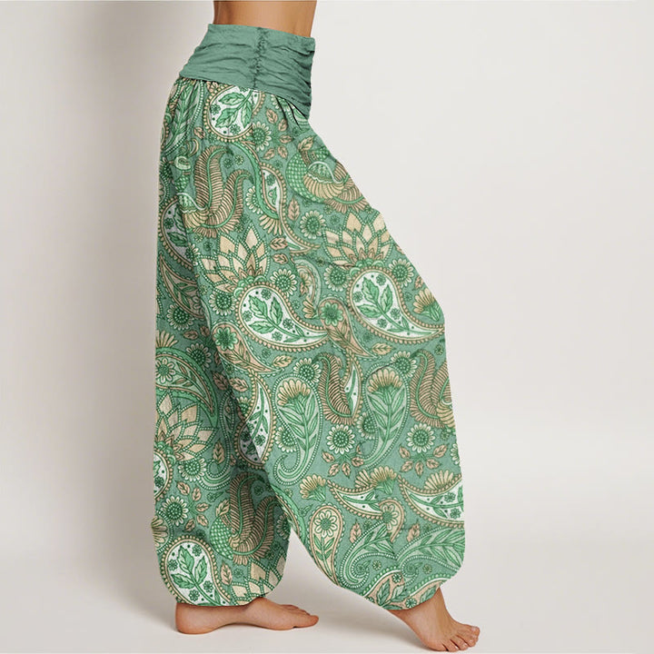 Pantalon Buddha Stones à taille élastique pour femme avec motif de fleurs de cajou, de paon et de tournesol - image 6