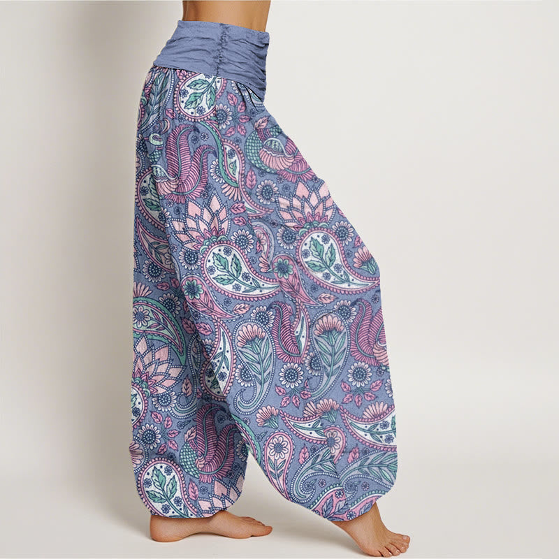 Pantalon Buddha Stones à taille élastique pour femme avec motif de fleurs de cajou, de paon et de tournesol - image 8