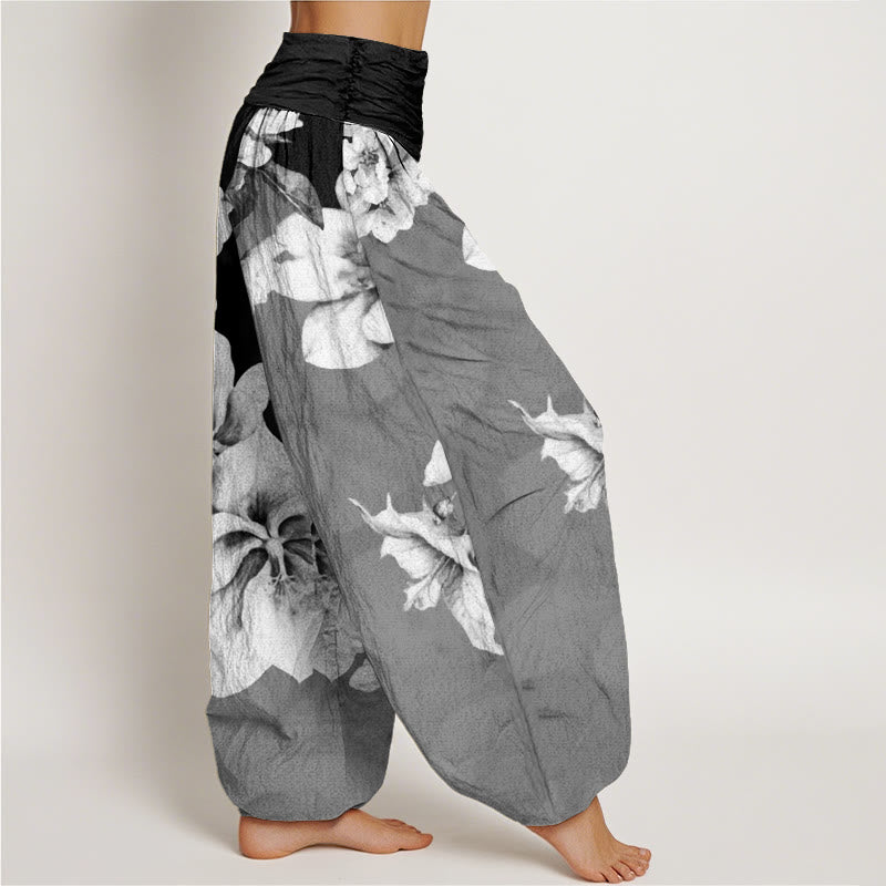 Pantalon sarouel à taille élastique pour femme, motif camélia et Buddha Stones - image 9