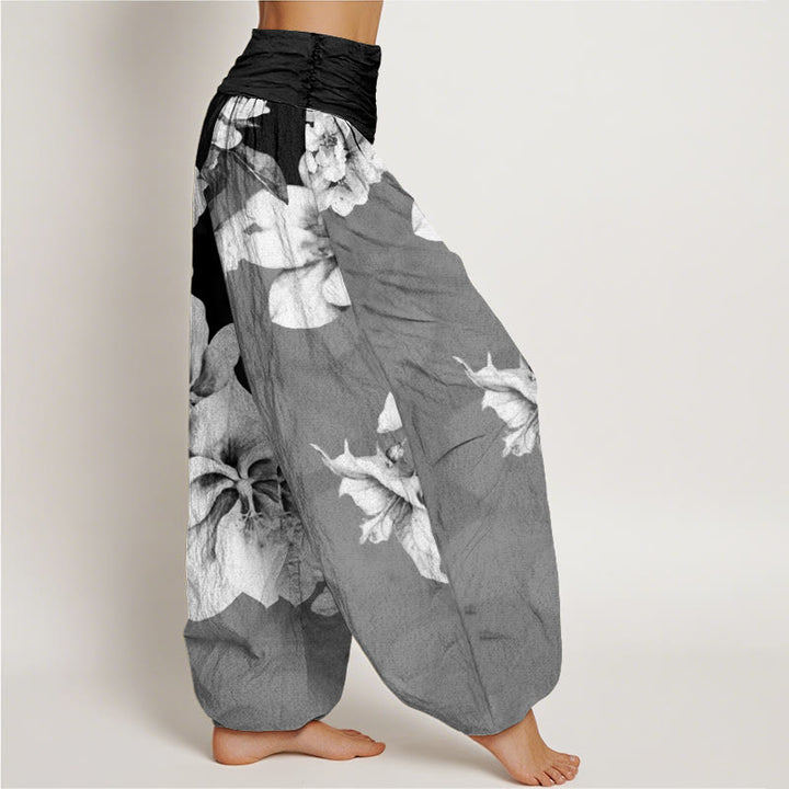 Pantalon sarouel à taille élastique pour femme, motif camélia et Buddha Stones - image 9