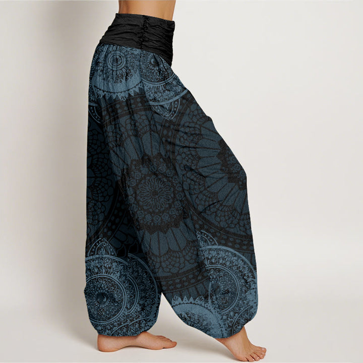 Pantalon harem à taille élastique pour femme, en coton, motif mandala circulaire et Buddha Stones - image 6