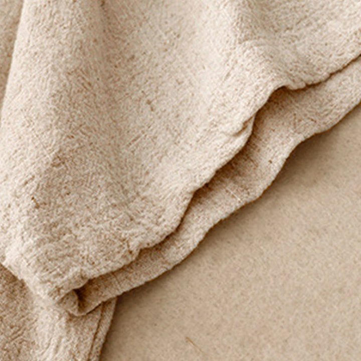 Chemise femme en coton et lin à manches mi-longues et poches, motif Buddha Stones, avec fente latérale et boutons grenouille - image 5