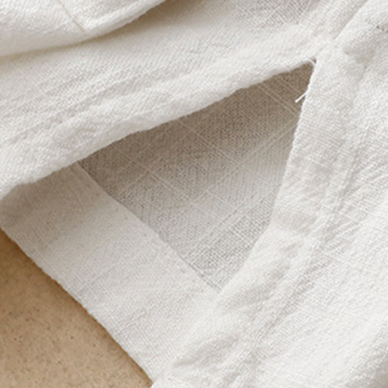 Chemise femme en coton et lin à manches mi-longues et poches, motif Buddha Stones, avec fente latérale et boutons grenouille - image 19