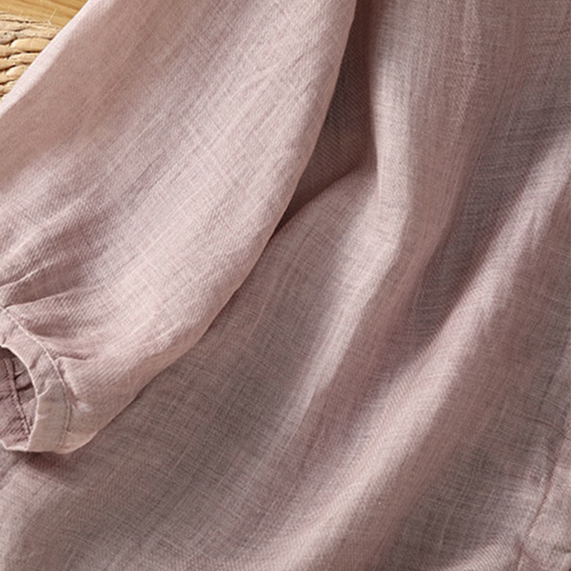 Chemise décontractée à simple boutonnage et col en V pour femme, en polyester, avec broderie Buddha Stones - image 12