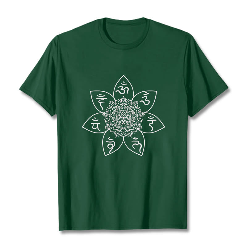 T-shirt à motif de Buddha Stones , Mandala Om Mani Padme Hum - Vert forêt - 2XL - image 0