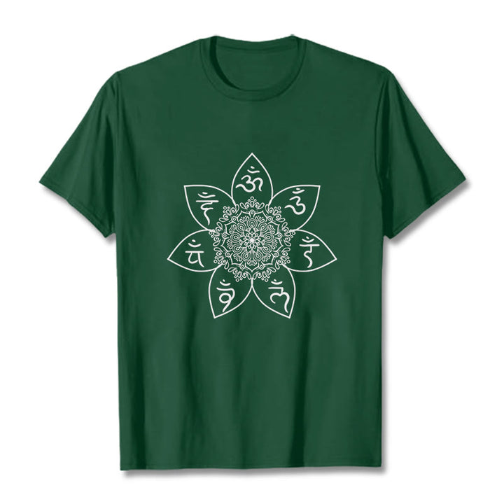 T-shirt à motif de Buddha Stones , Mandala Om Mani Padme Hum - Vert forêt - 2XL - image 0