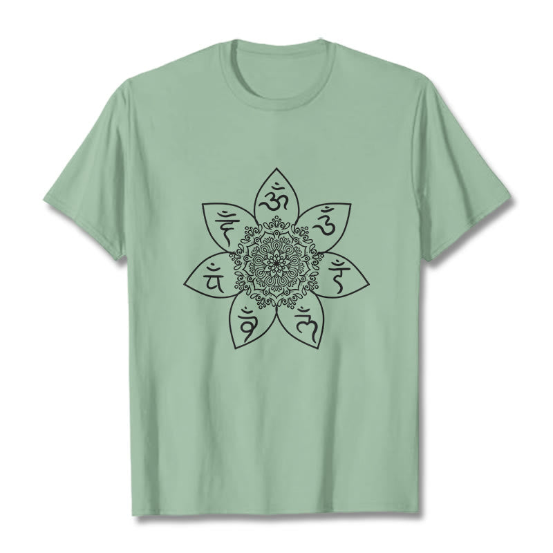 T-shirt à motif de Buddha Stones , Mandala Om Mani Padme Hum - Vert pâle - 2XL - image 14
