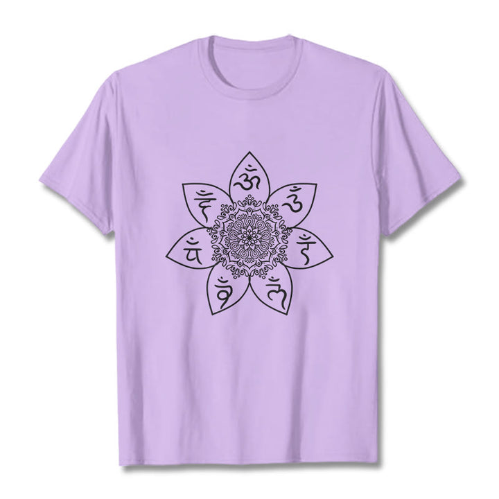T-shirt à motif de Buddha Stones , Mandala Om Mani Padme Hum - Prune - 2XL - image 16