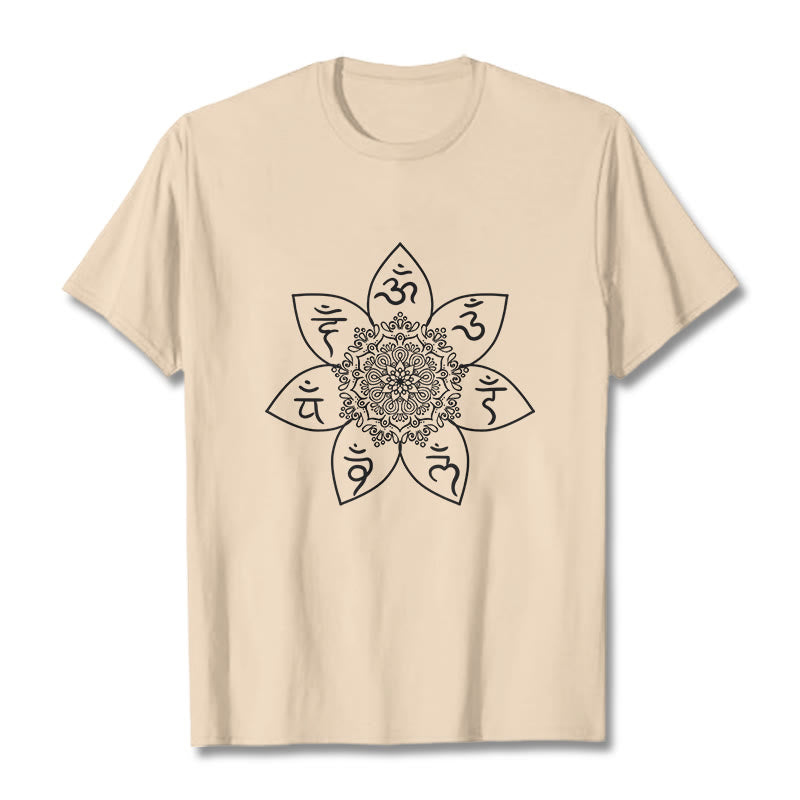 T-shirt à motif de Buddha Stones , Mandala Om Mani Padme Hum - Bisque - 2XL - image 10