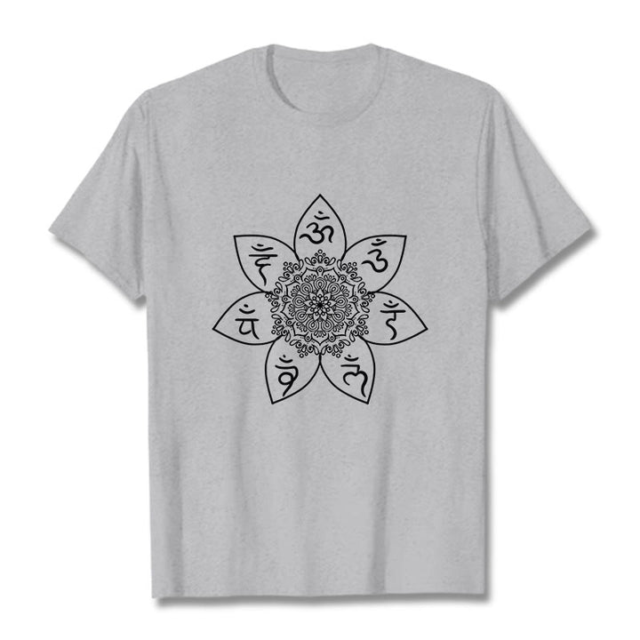 T-shirt à motif de Buddha Stones , Mandala Om Mani Padme Hum - Gris clair - 2XL - image 19