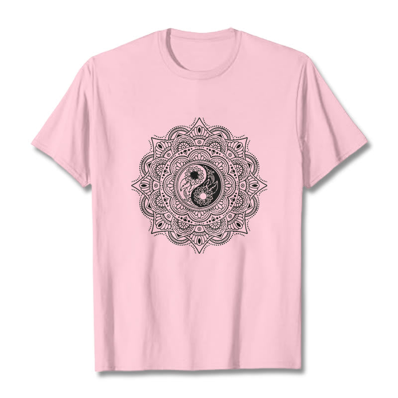 T-shirt à motif de Buddha Stones, symbole Yin-Yang - Rose clair - 2XL - image 12