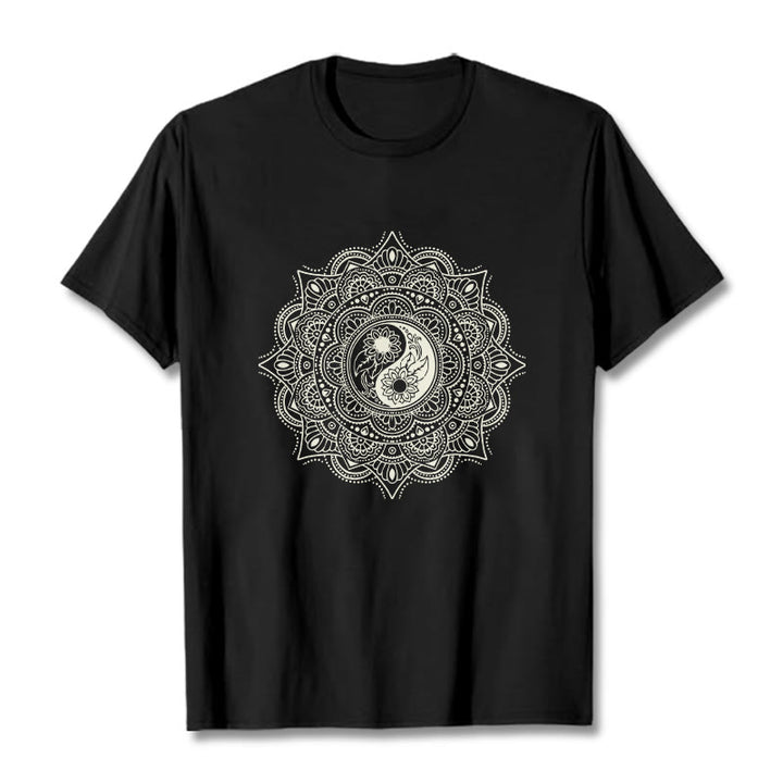 T-shirt à motif de Buddha Stones, symbole Yin-Yang - Noir - 2XL - image 3