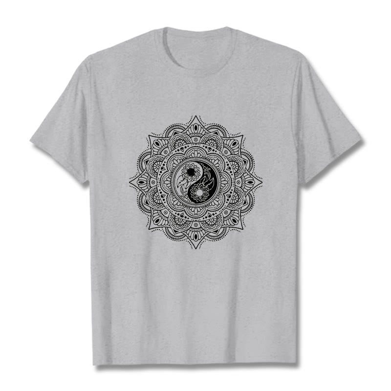 T-shirt à motif de Buddha Stones, symbole Yin-Yang - Gris clair - 2XL - image 19