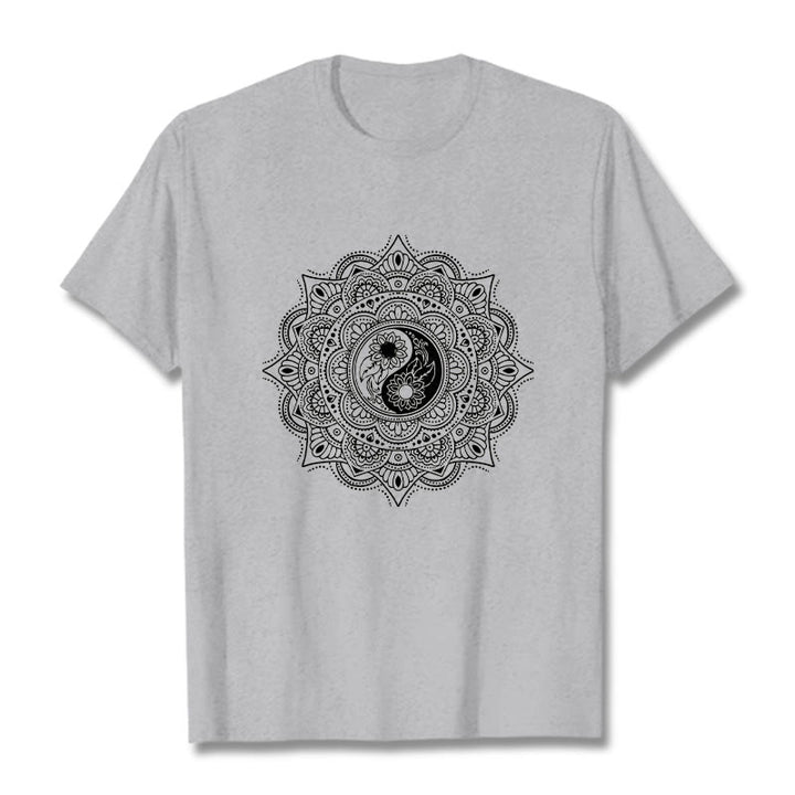 T-shirt à motif de Buddha Stones, symbole Yin-Yang - Gris clair - 2XL - image 19