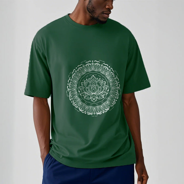T-shirt à motif de fleurs de lotus et de mandala avec Buddha Stones - image 11
