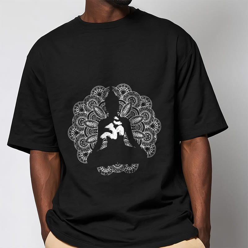 T-shirt à motif de Buddha Stones, symbole Om, mandala, couleur pure - image 1