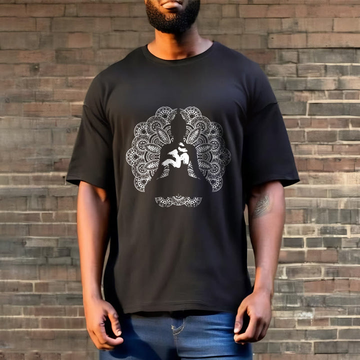 T-shirt à motif de Buddha Stones, symbole Om, mandala, couleur pure - image 3