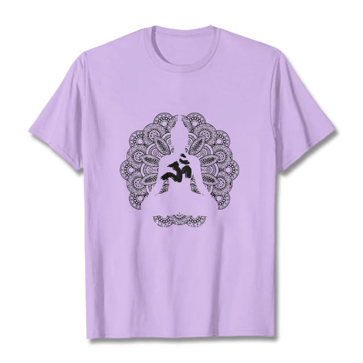 T-shirt à motif de Buddha Stones, symbole Om, mandala, couleur pure - Prune - 2XL - image 16