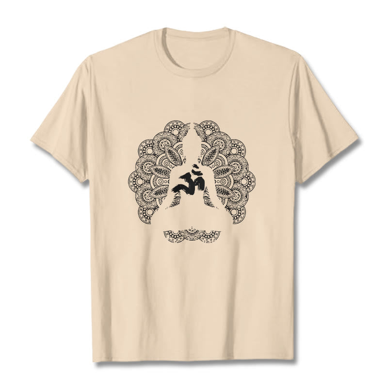 T-shirt à motif de Buddha Stones, symbole Om, mandala, couleur pure - Bisque - 2XL - image 8