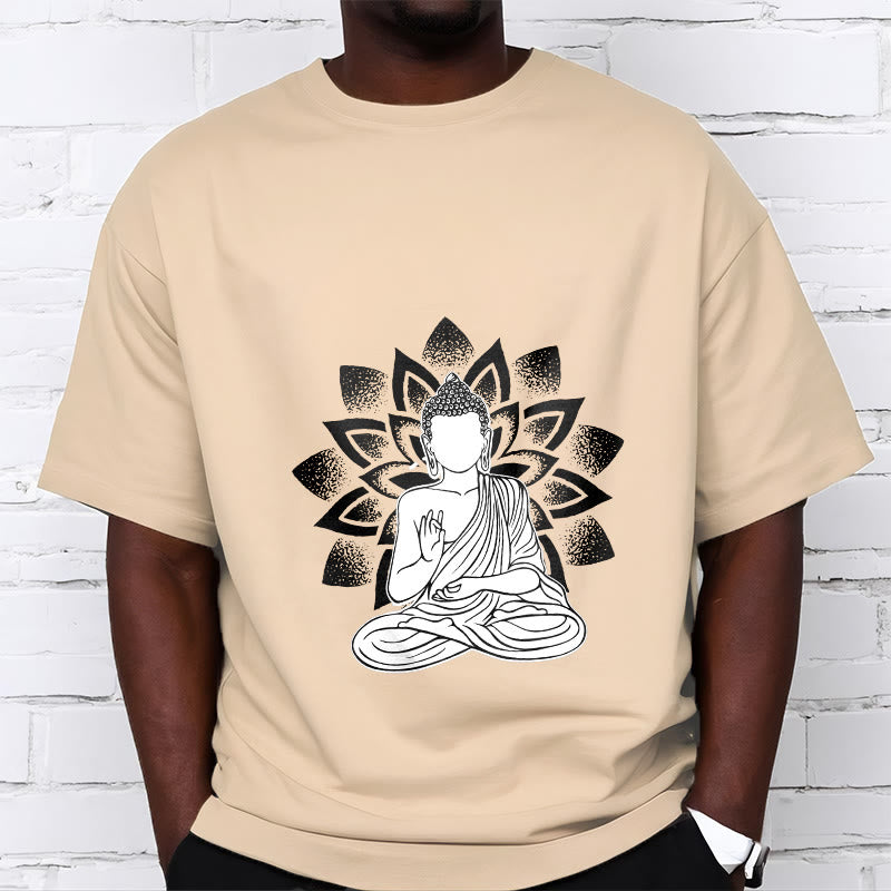 T-shirt à motif de fleurs de lotus et de Buddha Stones assis - image 11