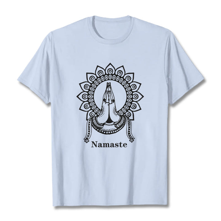 T-shirt avec Buddha Stones, Namaste, geste, motif Mandala - Cyan clair - 2XL - image 18